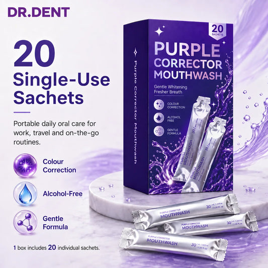 DR.DENT Purple Corrector Mouthwash with 20 single-use sachets