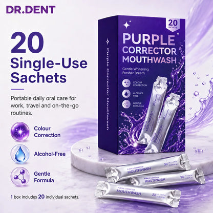 DR.DENT Purple Corrector Mouthwash with 20 single-use sachets