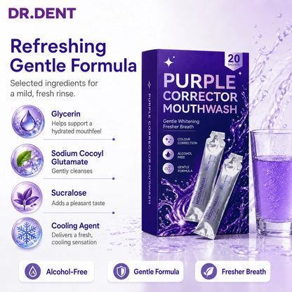 DR.DENT alcohol-free mouthwash selected formula highlights