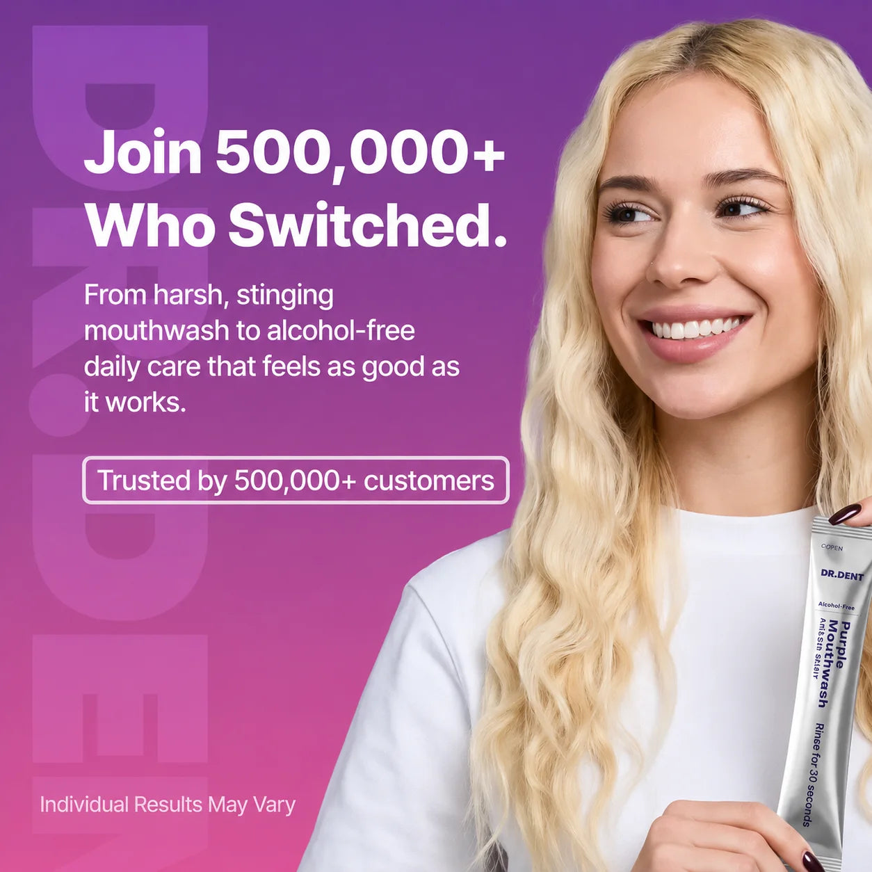 DR.DENT Purple Corrector Mouthwash lifestyle image